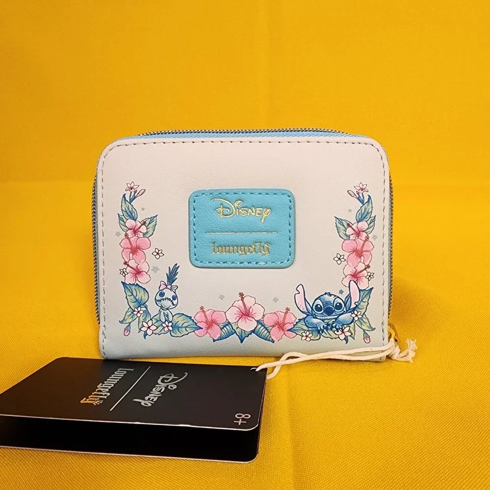 Loungefly Disney Lilo and Stitch Scrump Ducks Ducklings Floral Zip Wallet NEW
